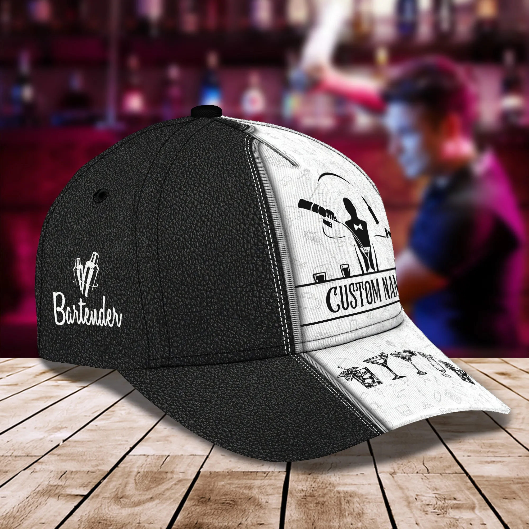 3D Classic Cap Bartender Personalized Name Cap Namashops