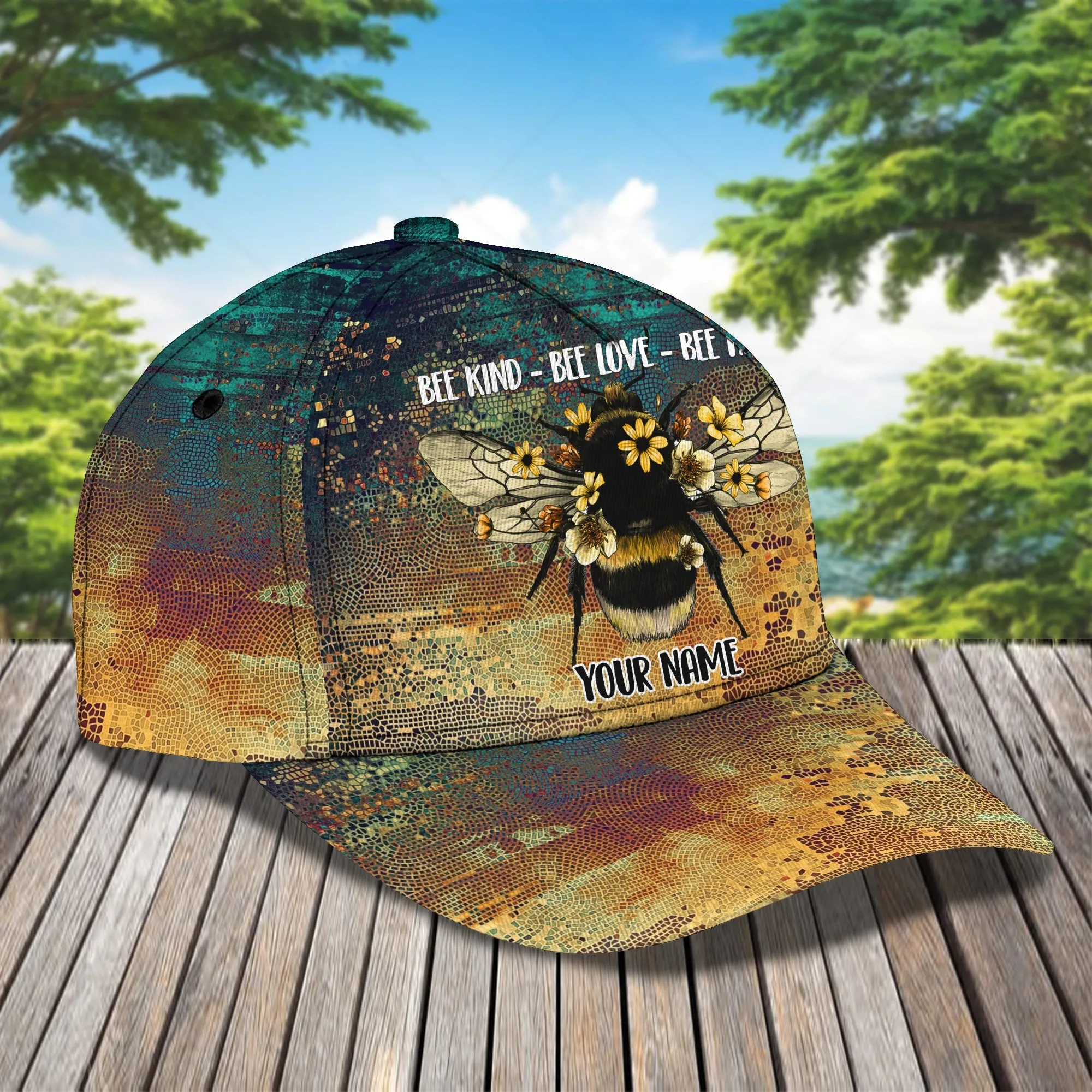 3D Classic Cap Bee Kind Bee Love Bee Happy Personalized Name Cap