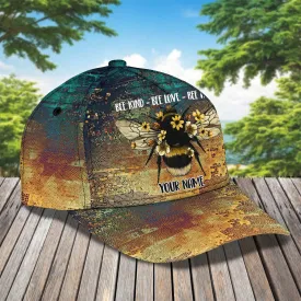 3D Classic Cap Bee Kind Bee Love Bee Happy Personalized Name Cap