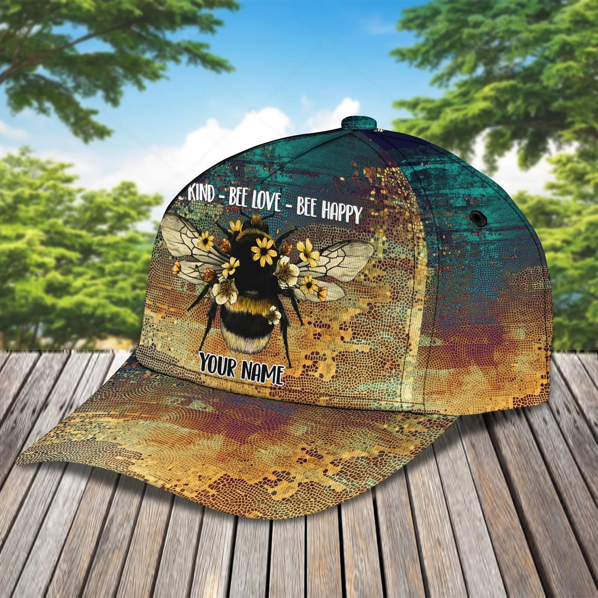 3D Classic Cap Bee Kind Bee Love Bee Happy Personalized Name Cap
