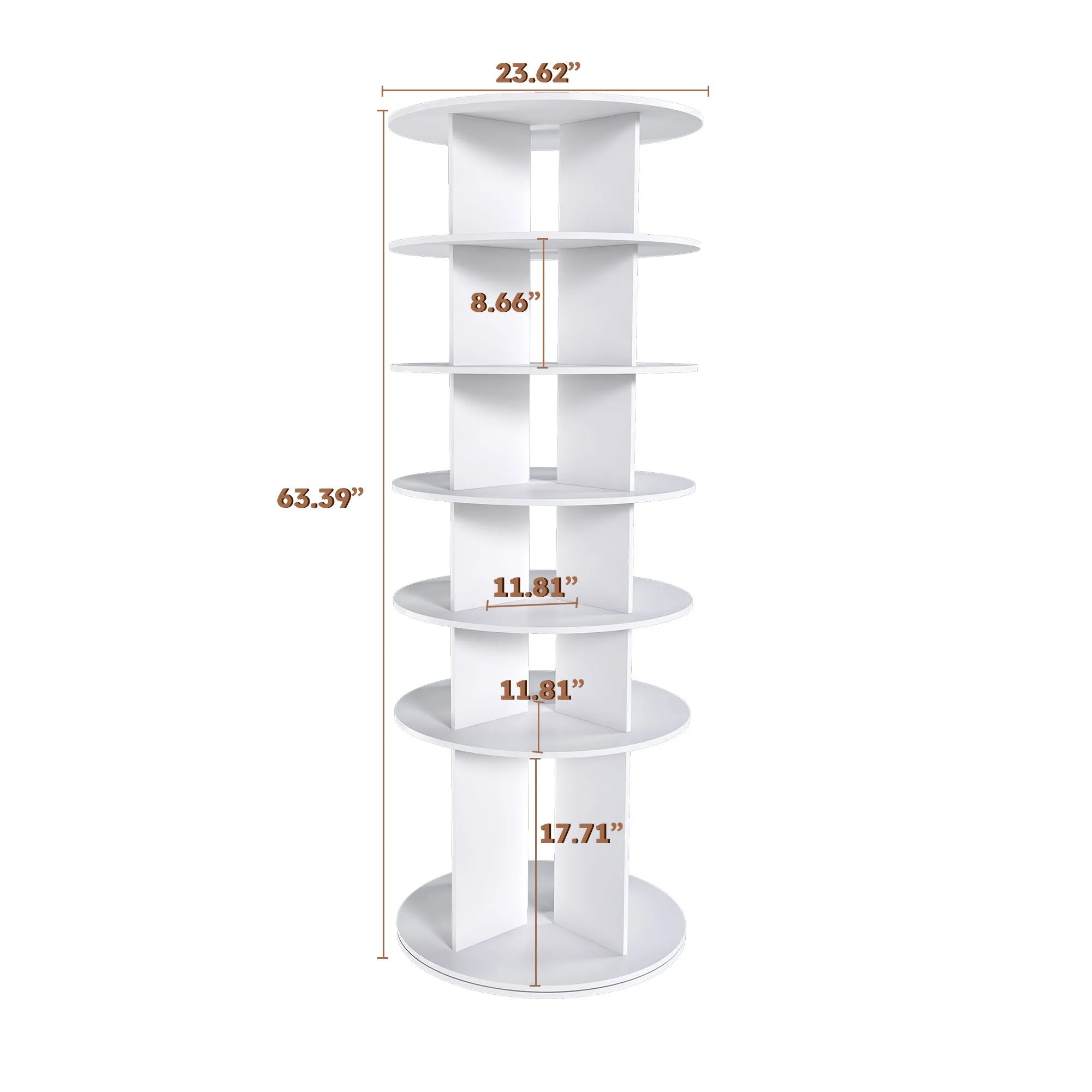 6 Tier Spinning Shoe Rack, Free Standing 360° Revolving Shoe Organizer - White by Couch.com