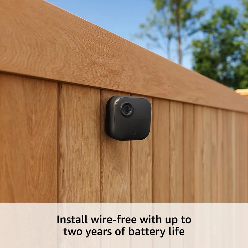 Blink Outdoor 4 (newest model)   Battery Extension Pack  Four-year battery wireless smart security camera, two-way audio, HD live view, enhanced motion detection  3 camera system