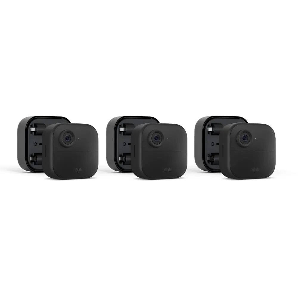 Blink Outdoor 4 (newest model)   Battery Extension Pack  Four-year battery wireless smart security camera, two-way audio, HD live view, enhanced motion detection  3 camera system
