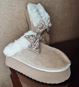 Bow Sherpa Platform Shoes