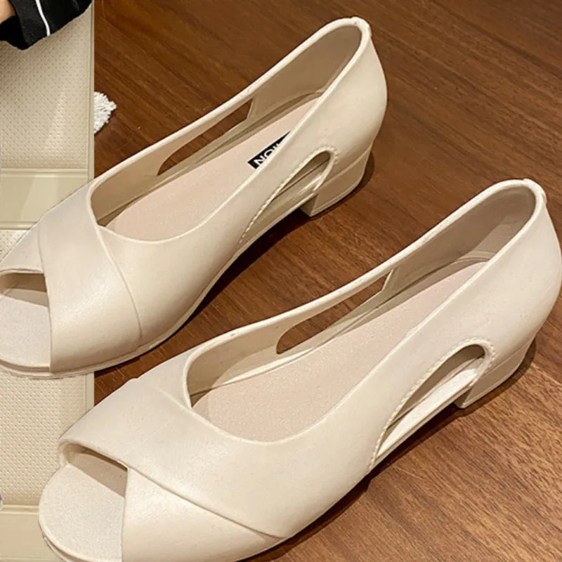Comfortable Casual Cutout Chunky Heel Shoes