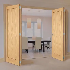 Four Folding Doors & Frame Kit - 1 Panel Inlay Flush Oak 2 2 - Prefinished