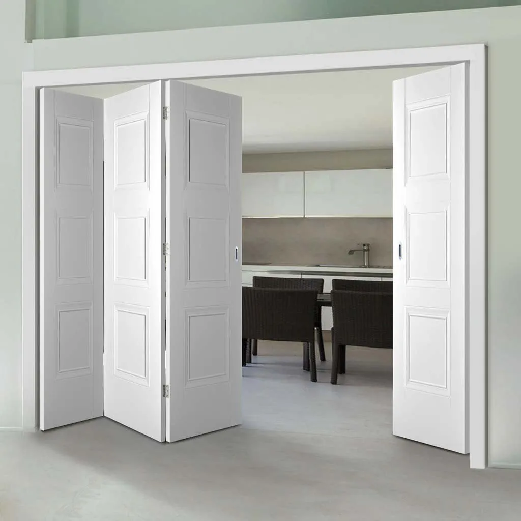 Four Folding Doors & Frame Kit - Amsterdam 3 Panel 3 1 - White Primed