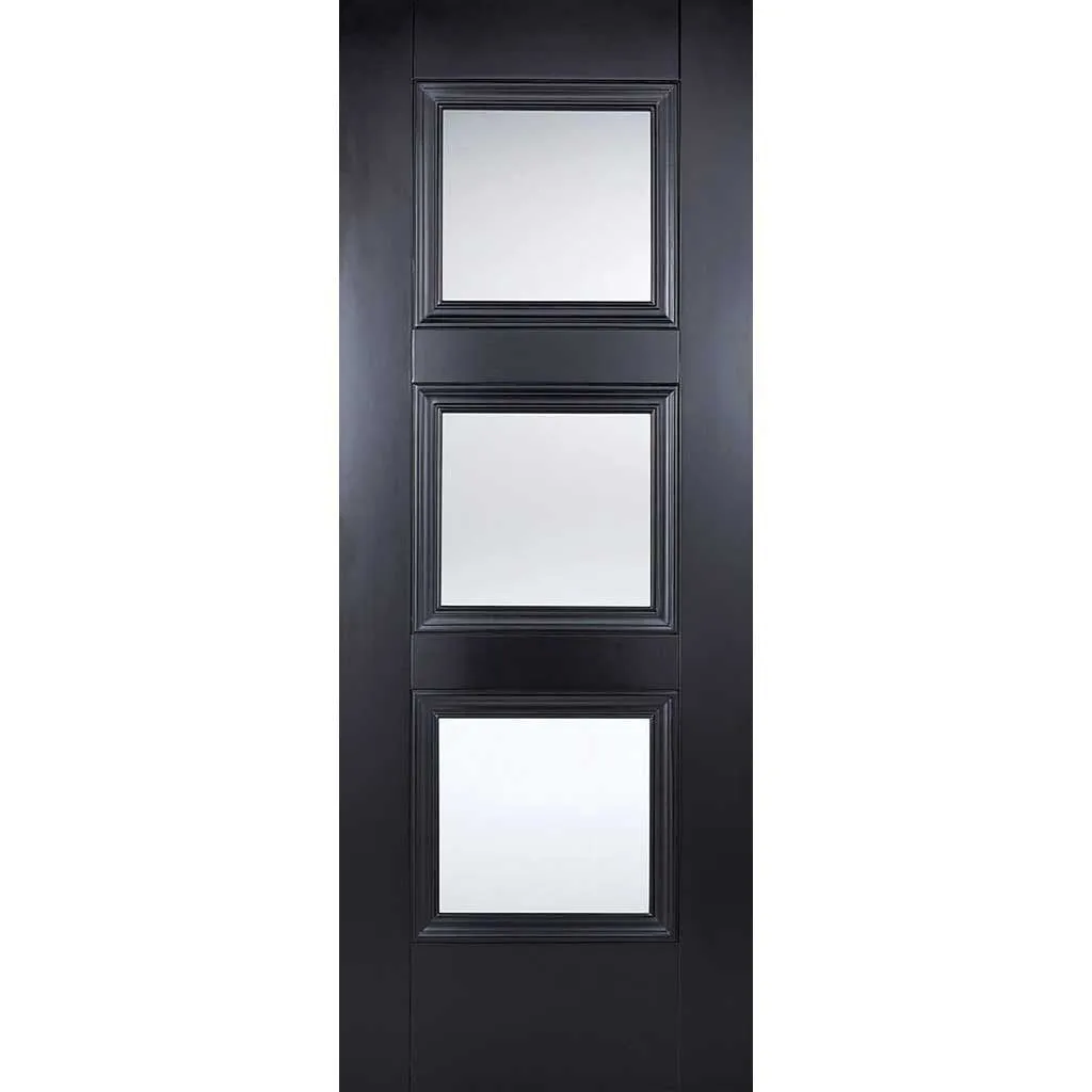 Four Folding Doors & Frame Kit - Amsterdam Black Primed 3 1 - Clear Glass - Unfinished