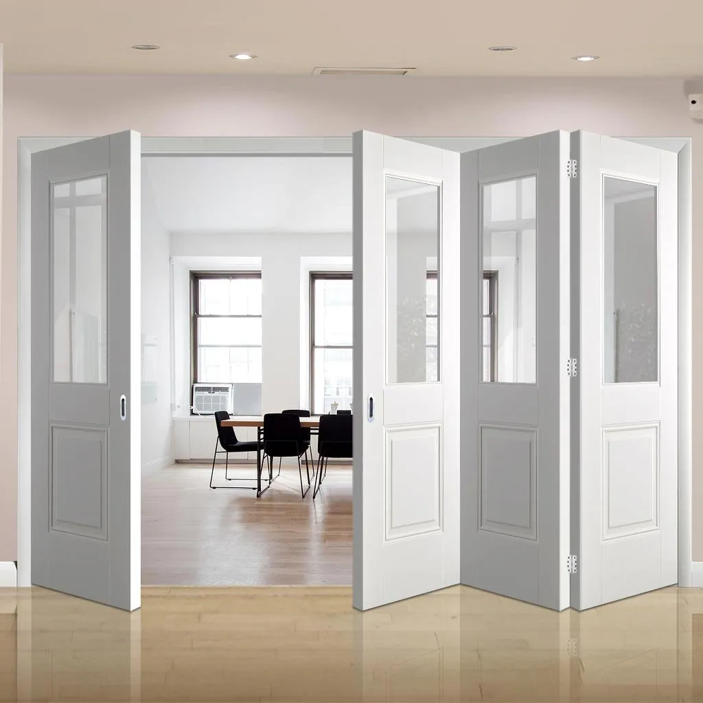 Four Folding Doors & Frame Kit - Arnhem 1 Pane 1 Panel 3 1 - Clear Glass - White Primed