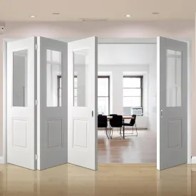 Four Folding Doors & Frame Kit - Arnhem 1 Pane 1 Panel 3 1 - Clear Glass - White Primed