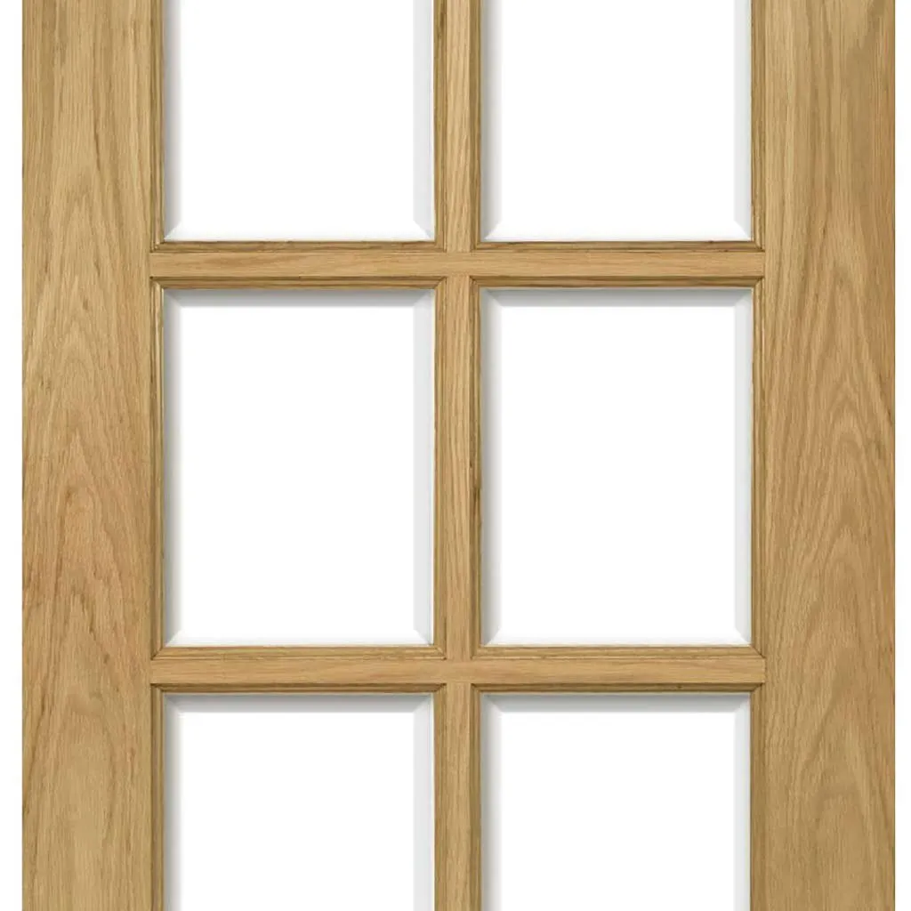 Four Folding Doors & Frame Kit - Bristol Oak 2 2 - 10 Pane Clear Bevelled Glass - Unfinished