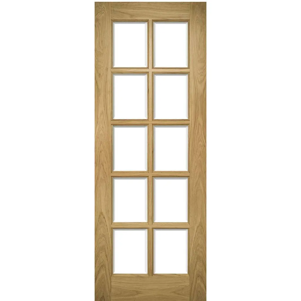 Four Folding Doors & Frame Kit - Bristol Oak 2 2 - 10 Pane Clear Bevelled Glass - Unfinished