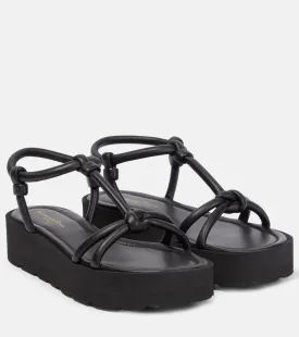 Gianvito Rossi leather platform sandals with knot, black