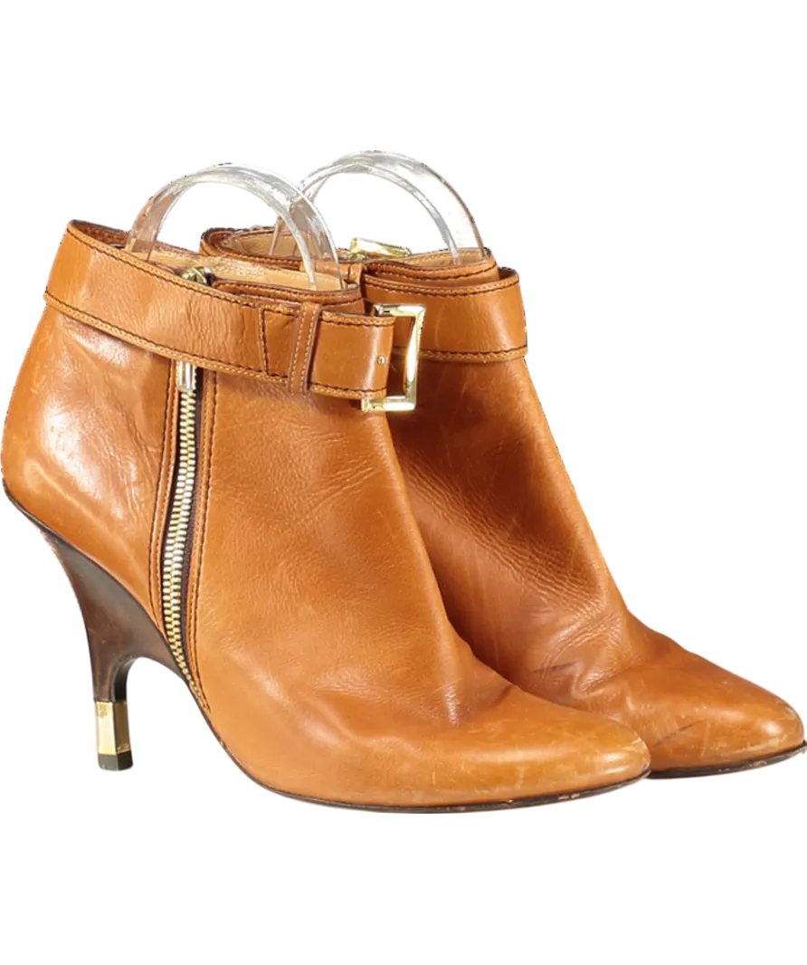Giuseppe Zanotti Tan Vincini Leather Buckle Detail Ankle Length Boots UK 4 EU 37 👠