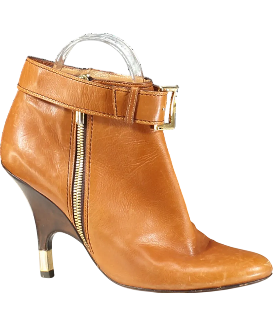 Giuseppe Zanotti Tan Vincini Leather Buckle Detail Ankle Length Boots UK 4 EU 37 👠