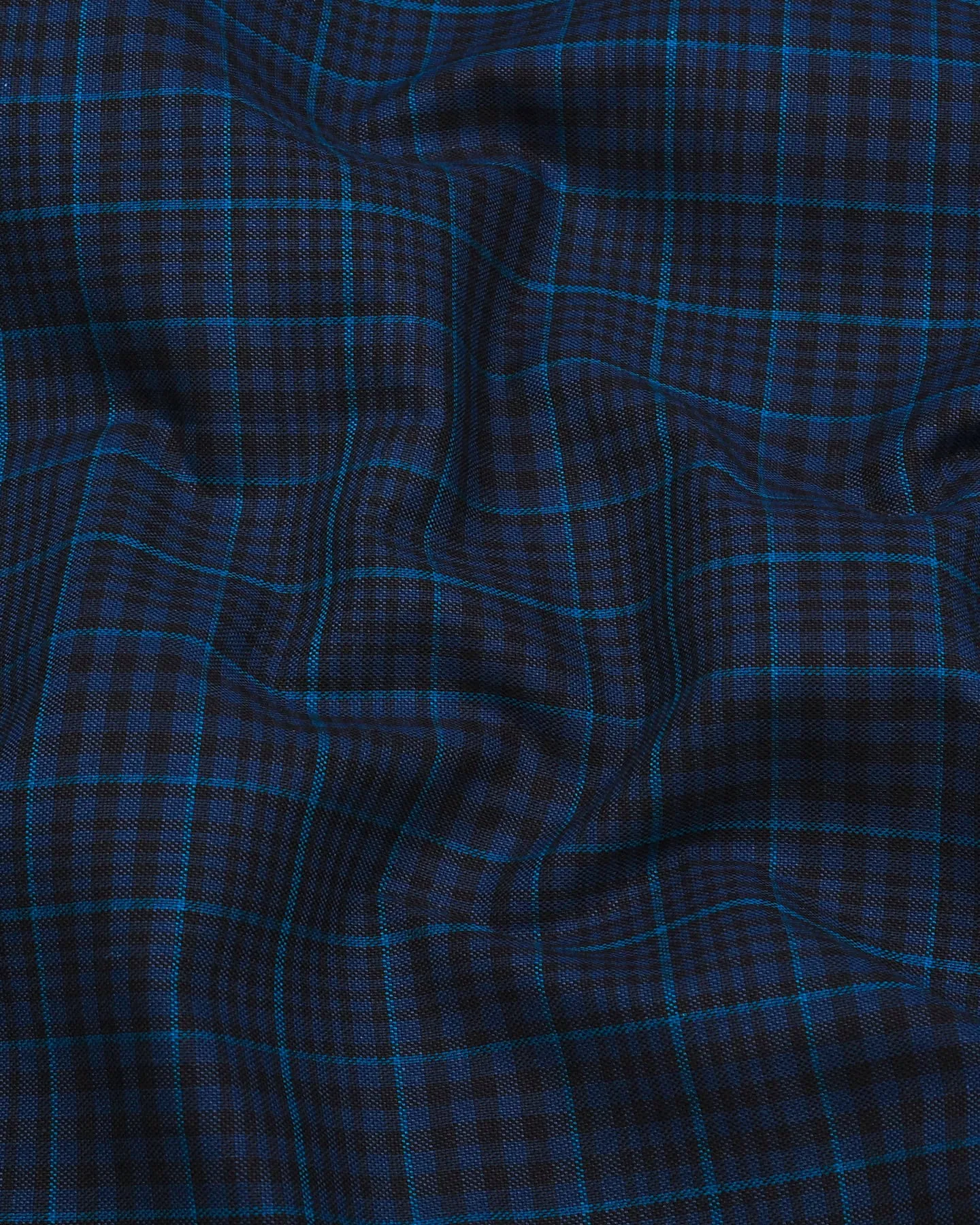 Herson Blue With Black Check Oxford Cotton Shirt