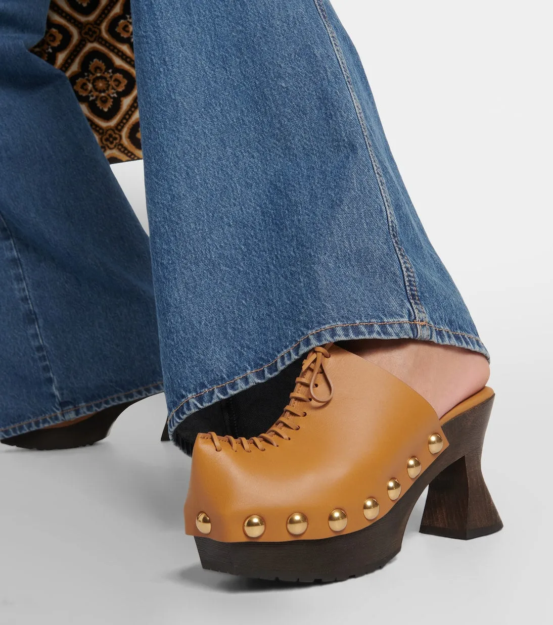 Leather platform clogs 50 Etro, brown