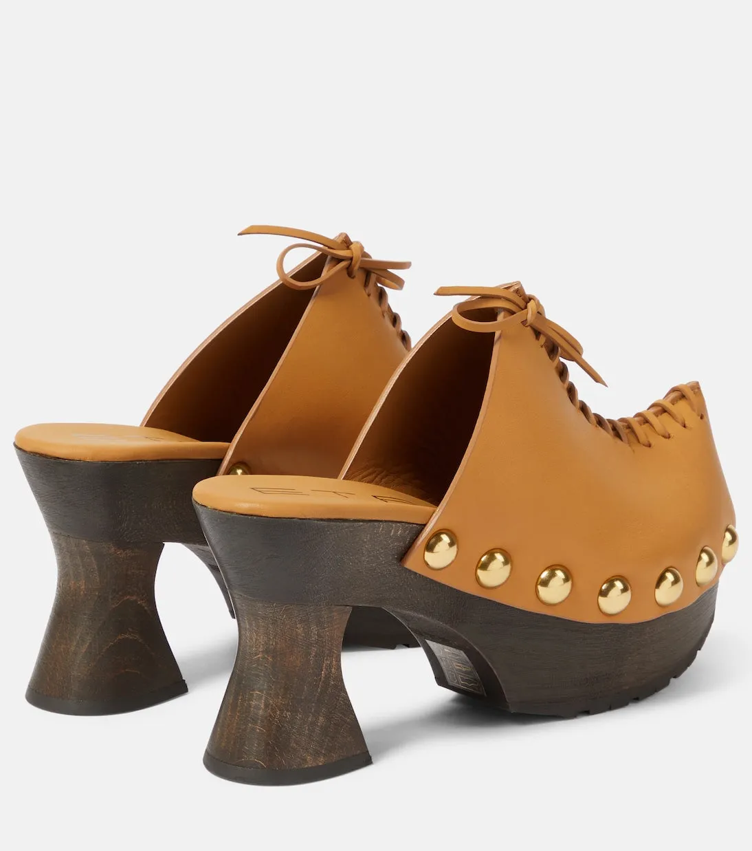 Leather platform clogs 50 Etro, brown
