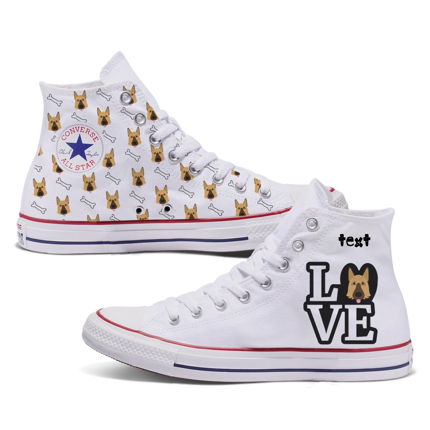 Love German Shepherd Custom Converse