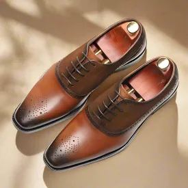 Matt Tan Leather Suede Oxford