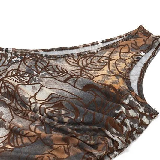 One-Shoulder Asymmetrical Print Top