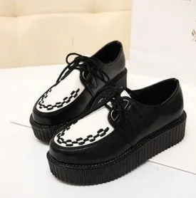 retro lace-up platform shoes
