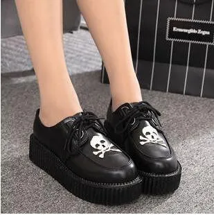 retro lace-up platform shoes