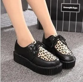 retro lace-up platform shoes