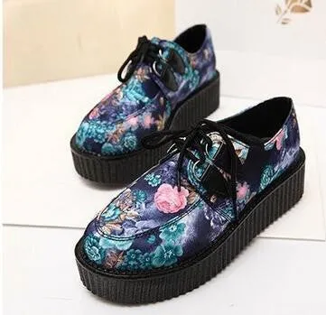 retro lace-up platform shoes