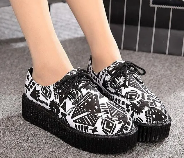 retro lace-up platform shoes