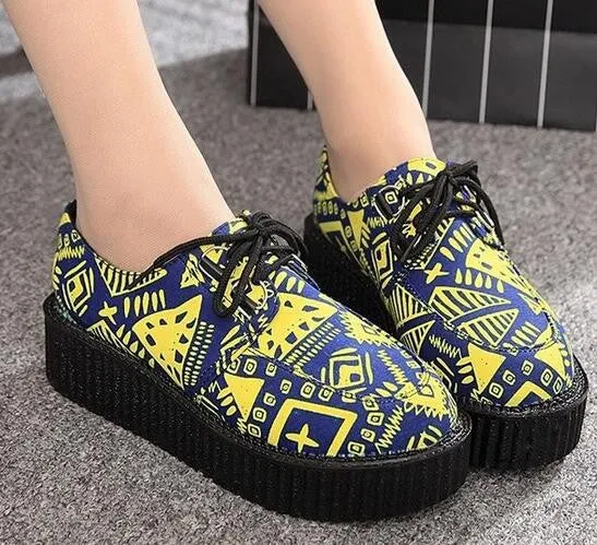 retro lace-up platform shoes