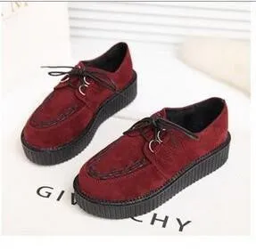 retro lace-up platform shoes