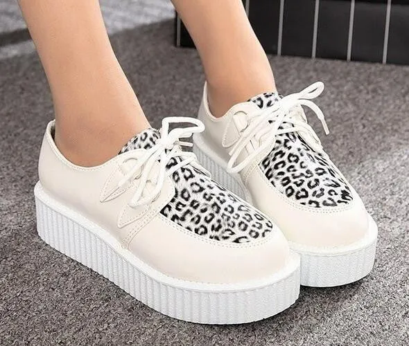 retro lace-up platform shoes