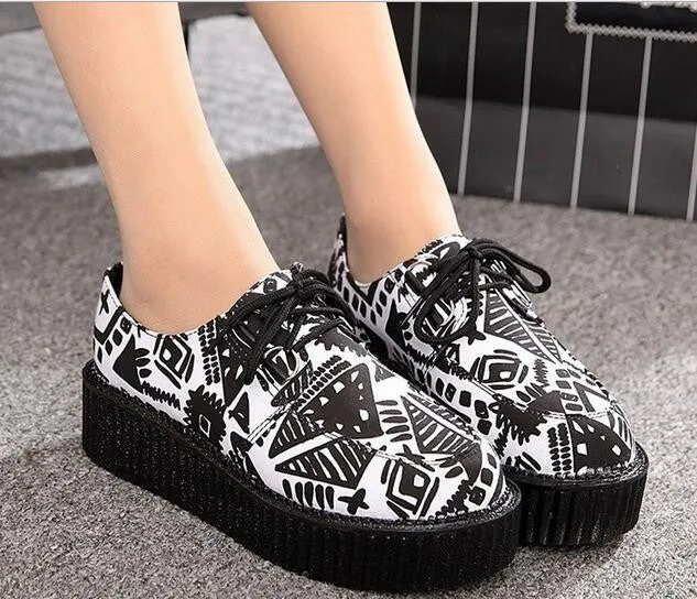 retro lace-up platform shoes