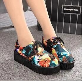retro lace-up platform shoes