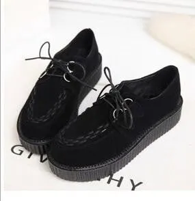 retro lace-up platform shoes