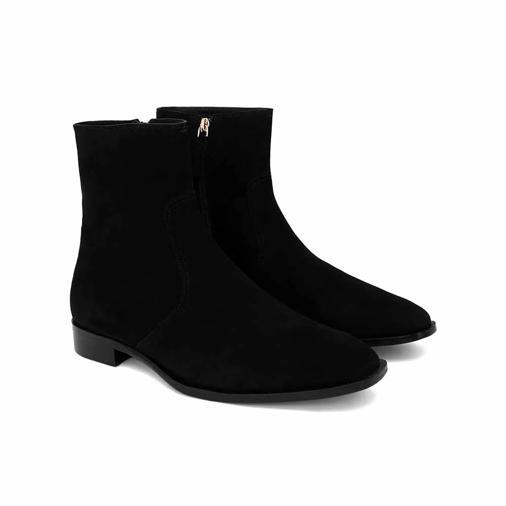 Saint G Black Nubuck Leather Ankle Boots