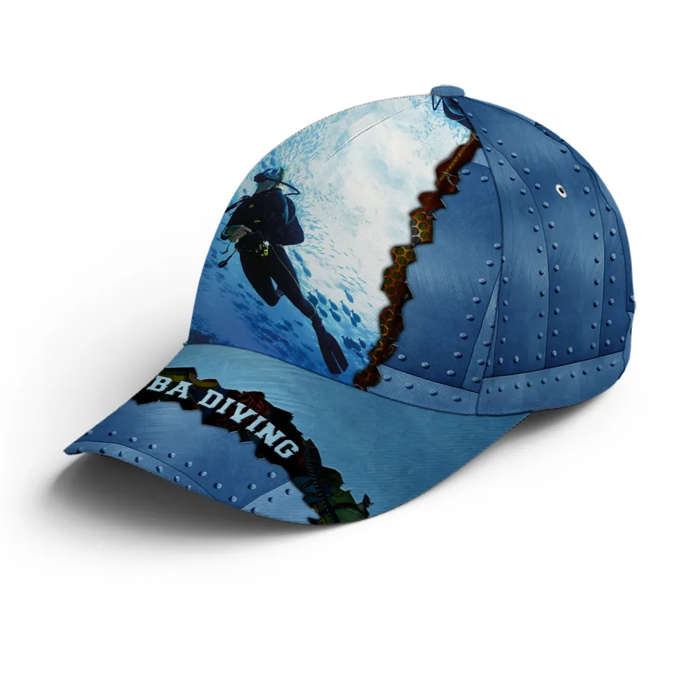 Scuba Diving Metallic Blue Baseball Cap Coolspod