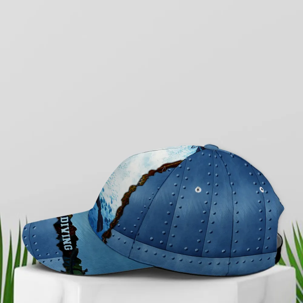 Scuba Diving Metallic Blue Baseball Cap Coolspod