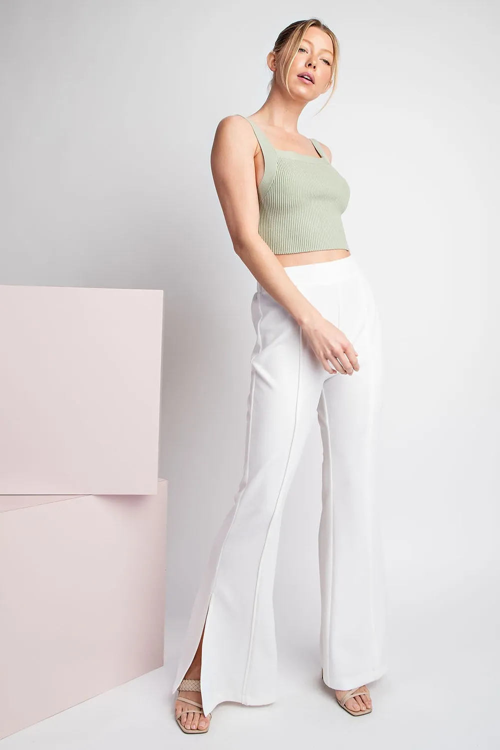 Solid Pants With Side Slit Detail by ee:some