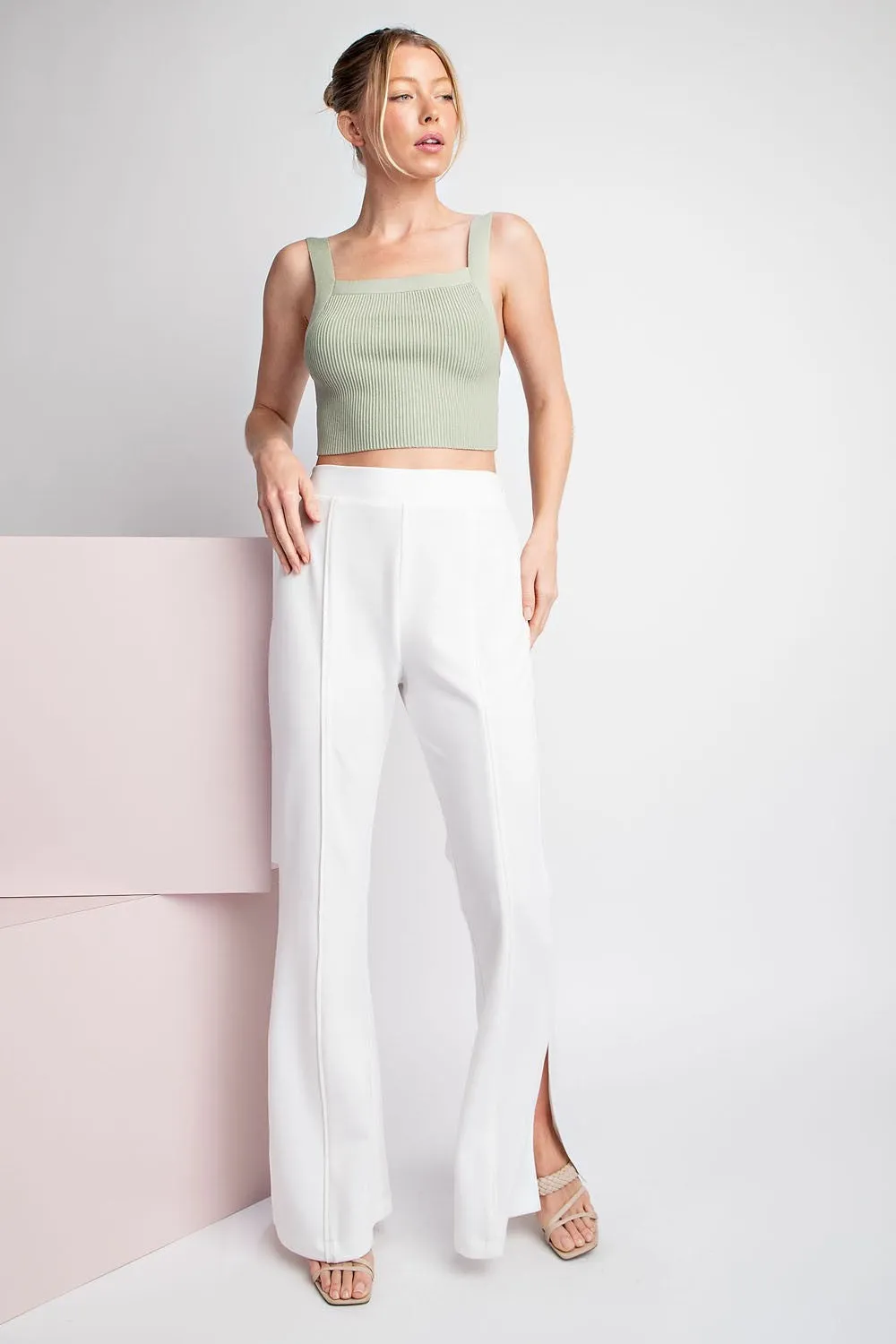 Solid Pants With Side Slit Detail by ee:some