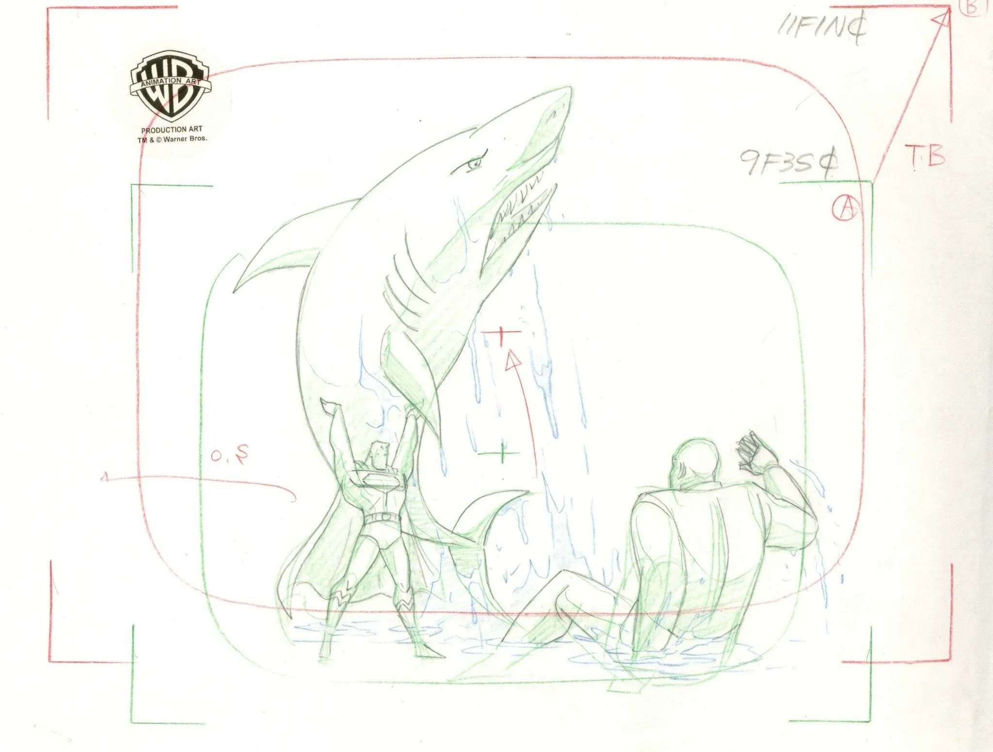 Superman the Animated Series Original Production Drawing: Superman and Lex Luthor