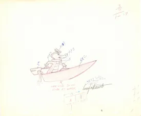Wally Gator Original Production Drawing Opening Title Signed by Iwao Takamoto