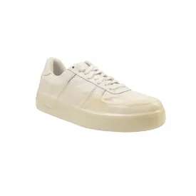 White Wax Dipped Low Top Sneakers